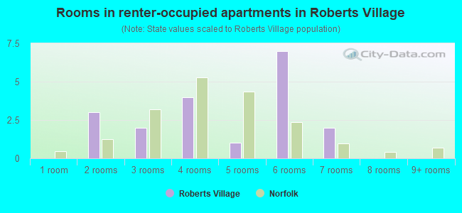 Rooms in renter-occupied apartments in Roberts Village