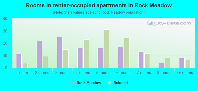 Rooms in renter-occupied apartments in Rock Meadow