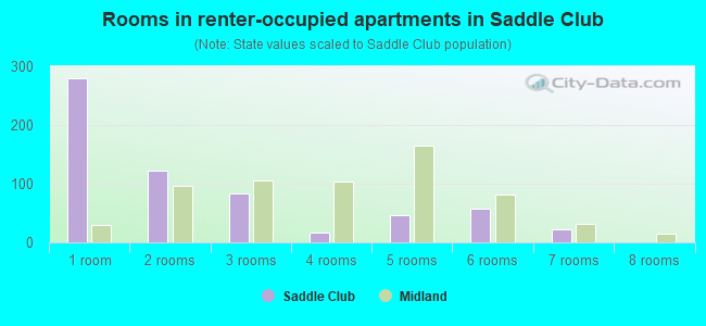 Rooms in renter-occupied apartments in Saddle Club