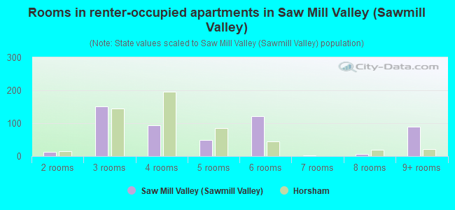 Rooms in renter-occupied apartments in Saw Mill Valley (Sawmill Valley)