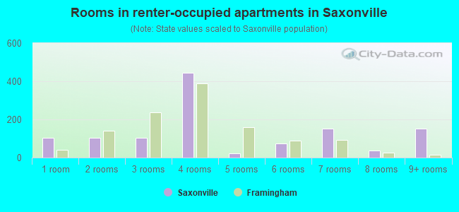 Rooms in renter-occupied apartments in Saxonville