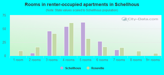 Rooms in renter-occupied apartments in Schellhous