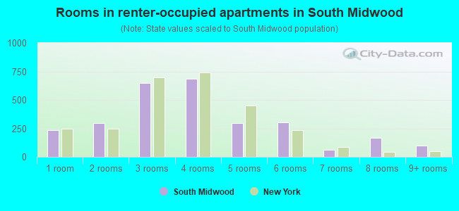 Rooms in renter-occupied apartments in South Midwood