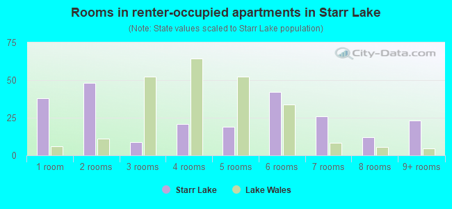 Rooms in renter-occupied apartments in Starr Lake