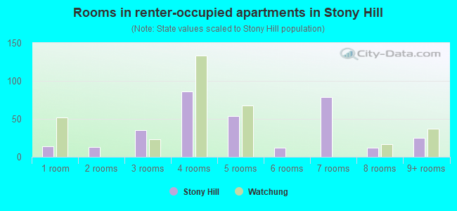 Rooms in renter-occupied apartments in Stony Hill