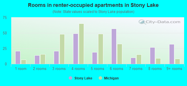 Rooms in renter-occupied apartments in Stony Lake