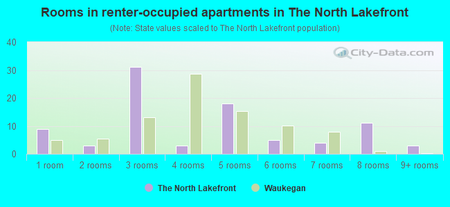 Rooms in renter-occupied apartments in The North Lakefront