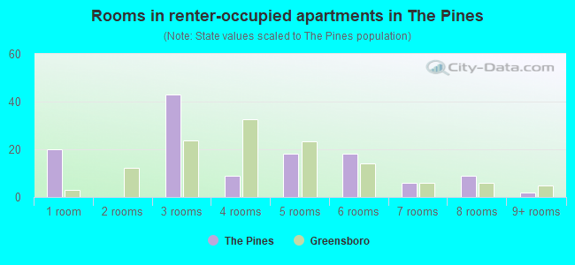 Rooms in renter-occupied apartments in The Pines