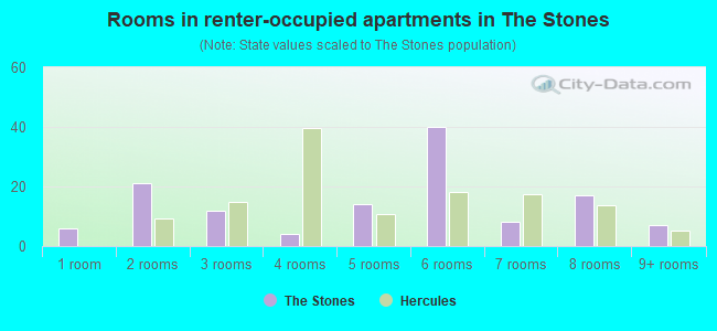 Rooms in renter-occupied apartments in The Stones