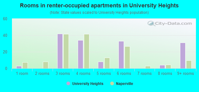 Rooms in renter-occupied apartments in University Heights