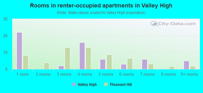 Rooms in renter-occupied apartments in Valley High