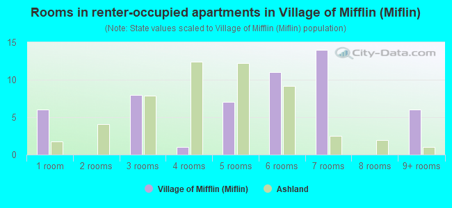 Rooms in renter-occupied apartments in Village of Mifflin (Miflin)