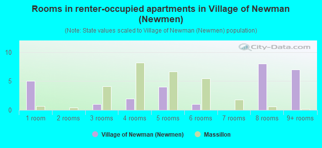 Rooms in renter-occupied apartments in Village of Newman (Newmen)