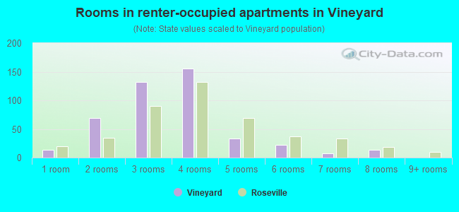 Rooms in renter-occupied apartments in Vineyard
