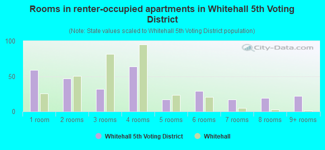 Rooms in renter-occupied apartments in Whitehall 5th Voting District