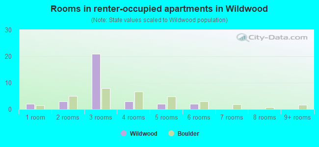 Rooms in renter-occupied apartments in Wildwood
