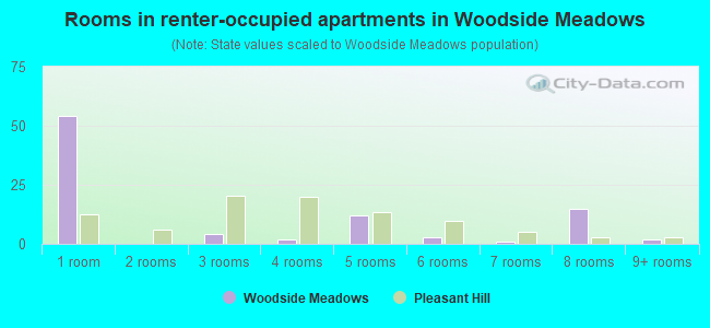 Rooms in renter-occupied apartments in Woodside Meadows