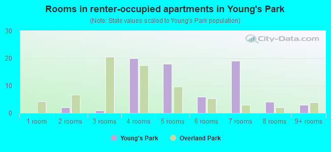 Rooms in renter-occupied apartments in Young's Park