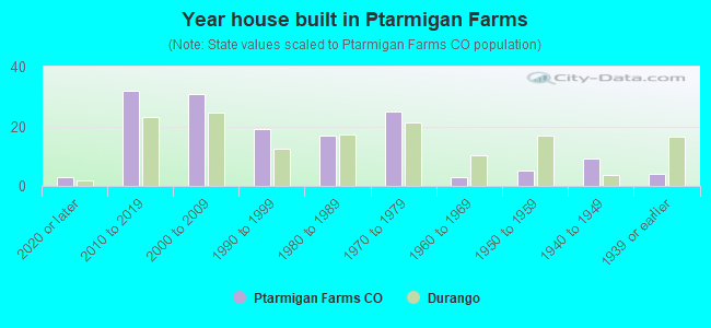 Year house built in Ptarmigan Farms