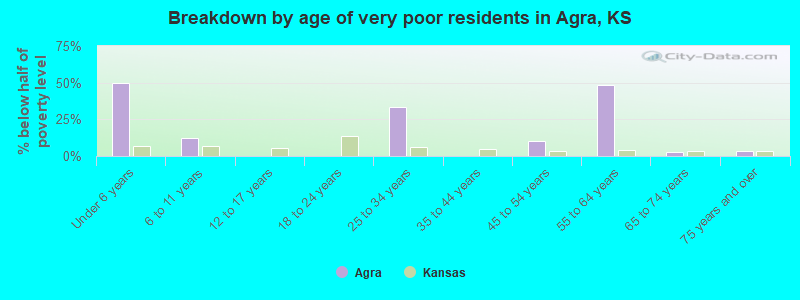 Breakdown by age of very poor residents in Agra, KS