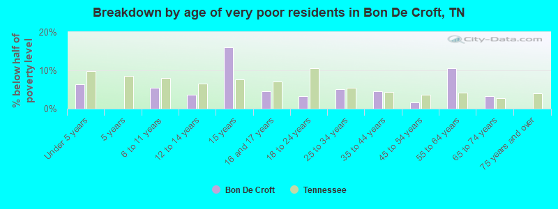 Breakdown by age of very poor residents in Bon De Croft, TN