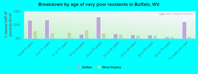 Breakdown by age of very poor residents in Buffalo, WV