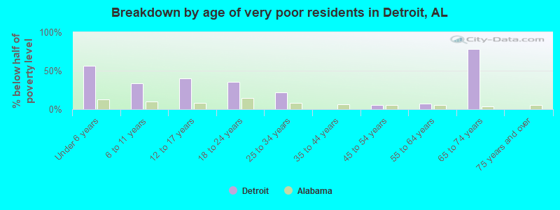 Breakdown by age of very poor residents in Detroit, AL
