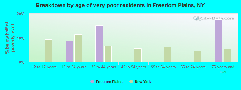 Breakdown by age of very poor residents in Freedom Plains, NY