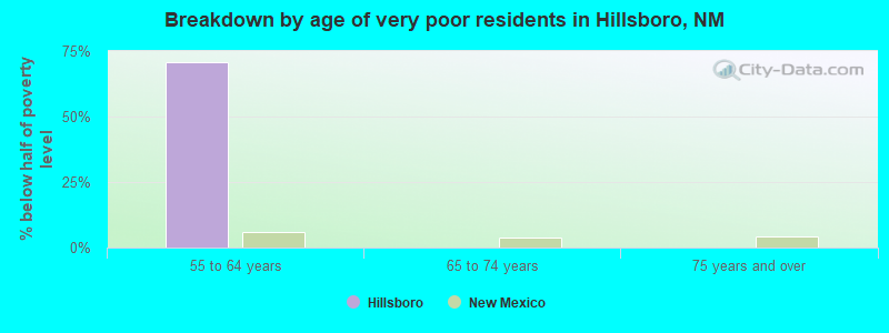 Breakdown by age of very poor residents in Hillsboro, NM