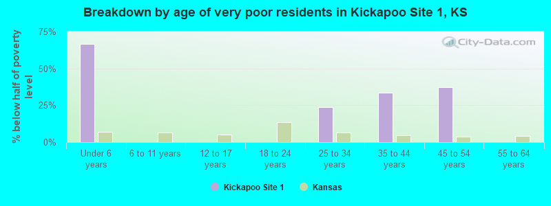 Breakdown by age of very poor residents in Kickapoo Site 1, KS