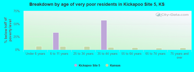 Breakdown by age of very poor residents in Kickapoo Site 5, KS