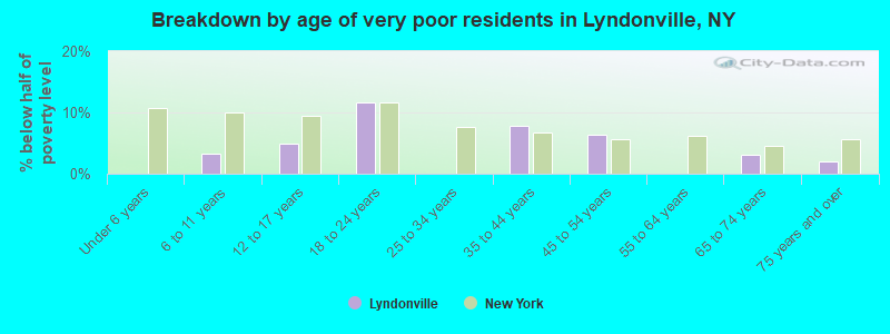 Breakdown by age of very poor residents in Lyndonville, NY