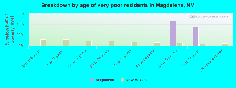 Breakdown by age of very poor residents in Magdalena, NM