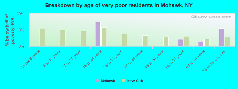 Breakdown by age of very poor residents in Mohawk, NY