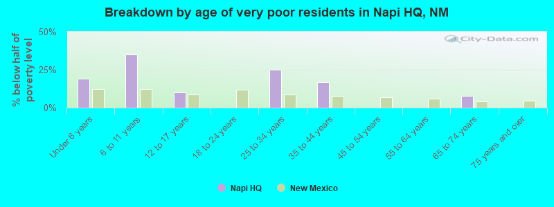 Breakdown by age of very poor residents in Napi HQ, NM