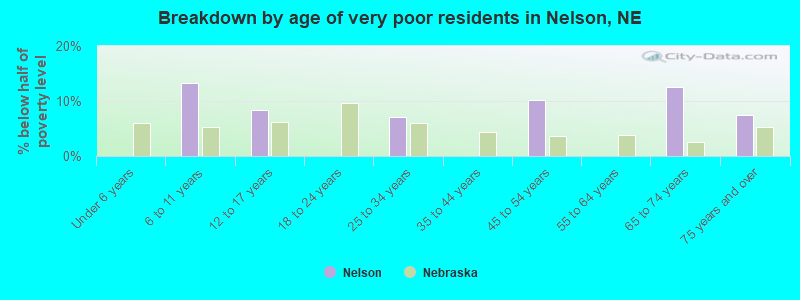 Breakdown by age of very poor residents in Nelson, NE