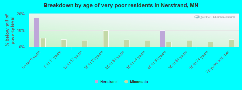 Breakdown by age of very poor residents in Nerstrand, MN