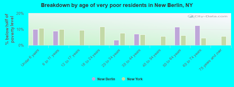 Breakdown by age of very poor residents in New Berlin, NY