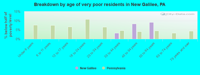 Breakdown by age of very poor residents in New Galilee, PA