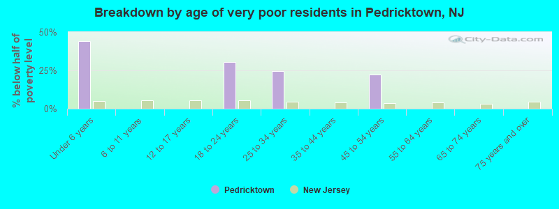 Breakdown by age of very poor residents in Pedricktown, NJ