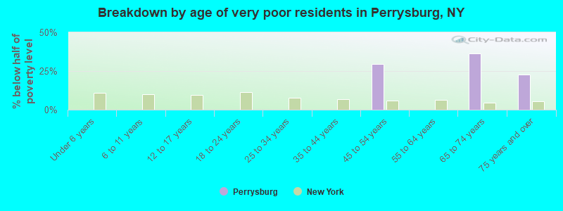 Breakdown by age of very poor residents in Perrysburg, NY