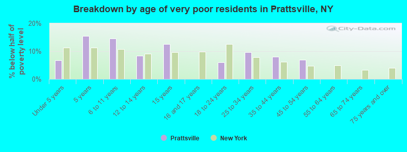 Breakdown by age of very poor residents in Prattsville, NY