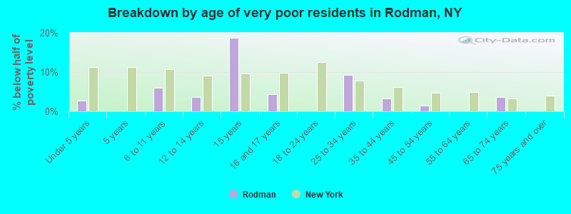 Breakdown by age of very poor residents in Rodman, NY