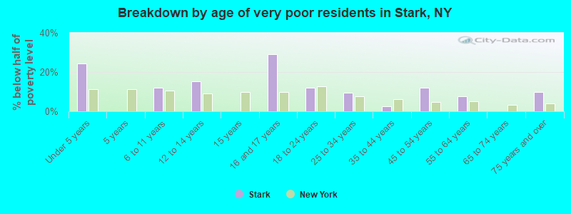 Breakdown by age of very poor residents in Stark, NY