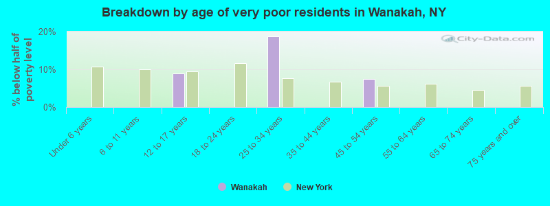 Breakdown by age of very poor residents in Wanakah, NY