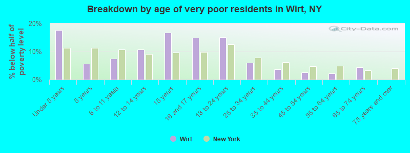 Breakdown by age of very poor residents in Wirt, NY