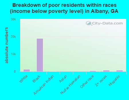 Breakdown of poor residents within races (income below poverty level) in Albany, GA