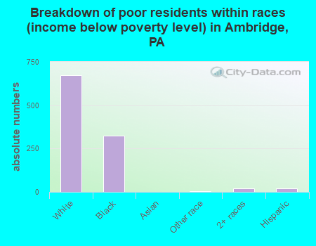 Breakdown of poor residents within races (income below poverty level) in Ambridge, PA