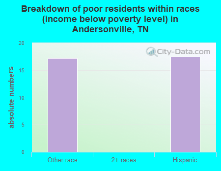 Breakdown of poor residents within races (income below poverty level) in Andersonville, TN