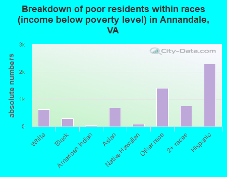 Breakdown of poor residents within races (income below poverty level) in Annandale, VA